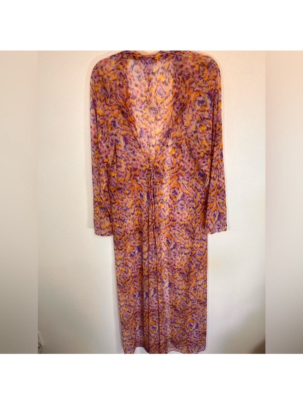 Savage x Fenty Floor Length Back Crisscross Tie Sheer Mesh Robe Size Xl/1X - Picture 4 of 10